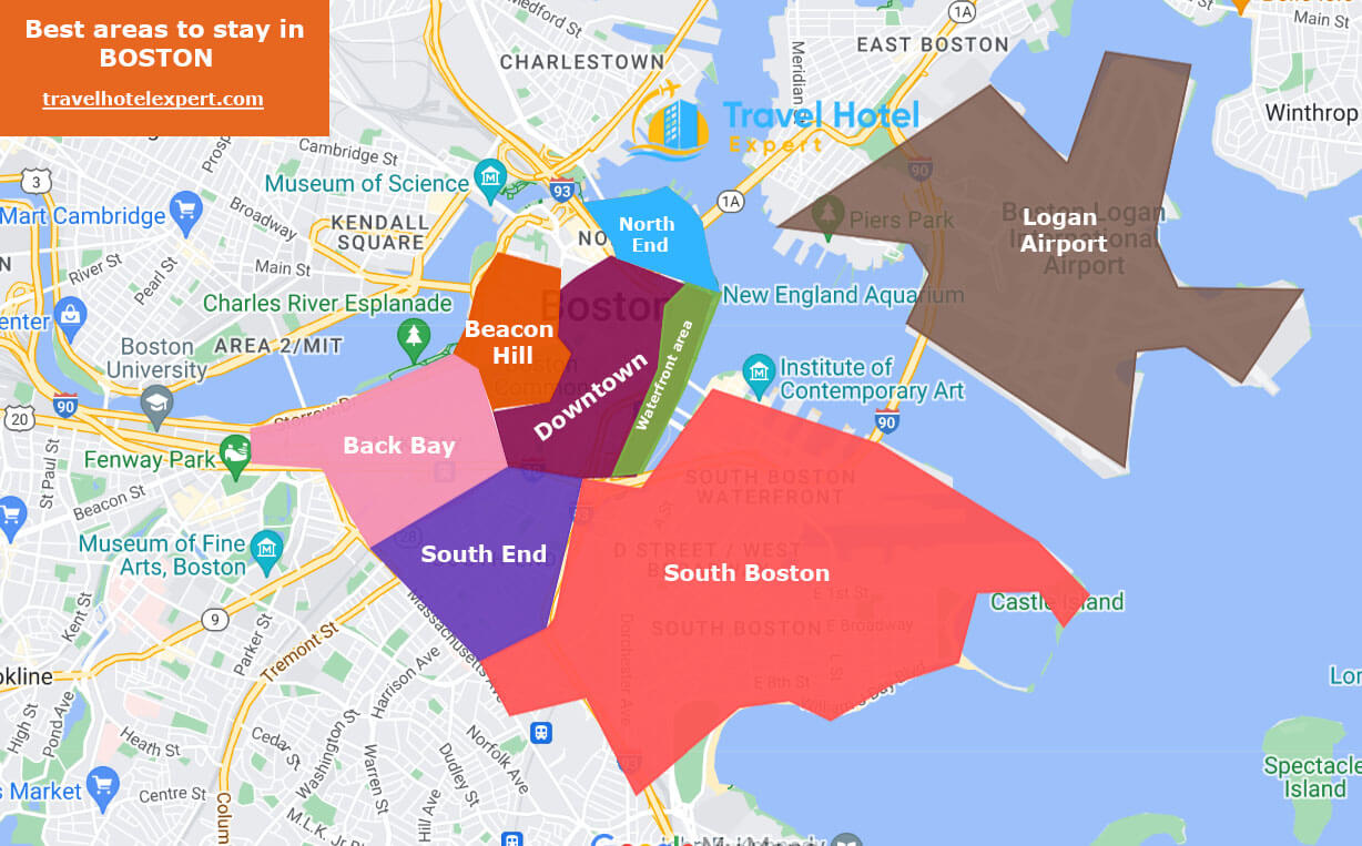 Map of Best areas in Boston for first-time visitors