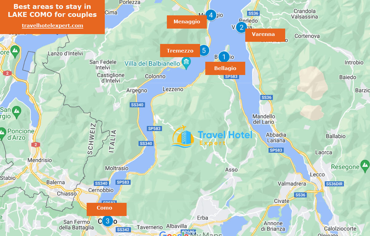 map best areas to stay in Lake Como for couples 