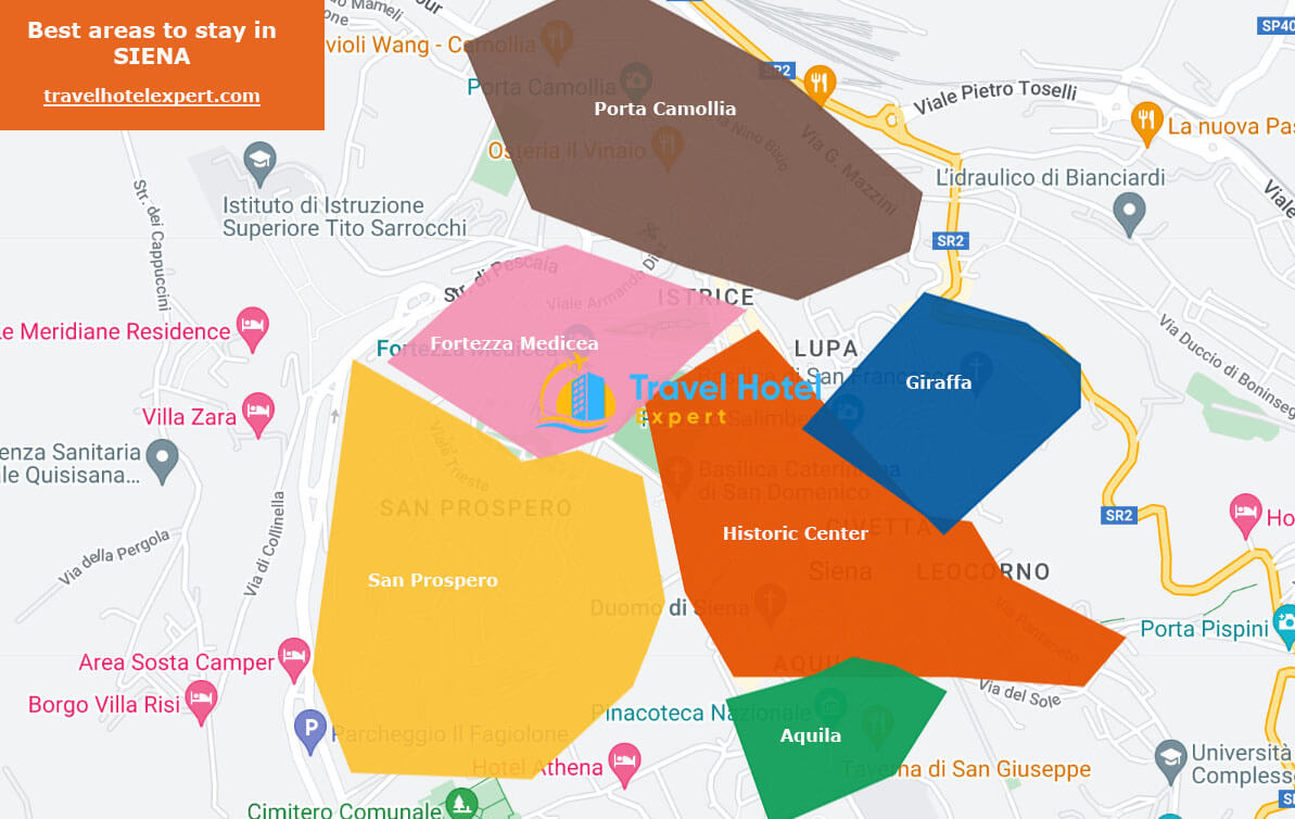 Map of Best areas and neighborhoods in Siena