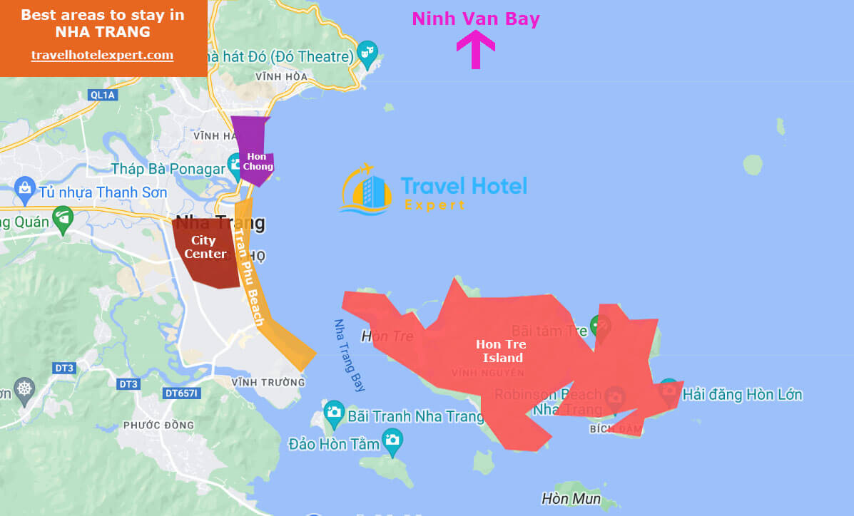 Map of the safe areas to stay in Nha Trang first time