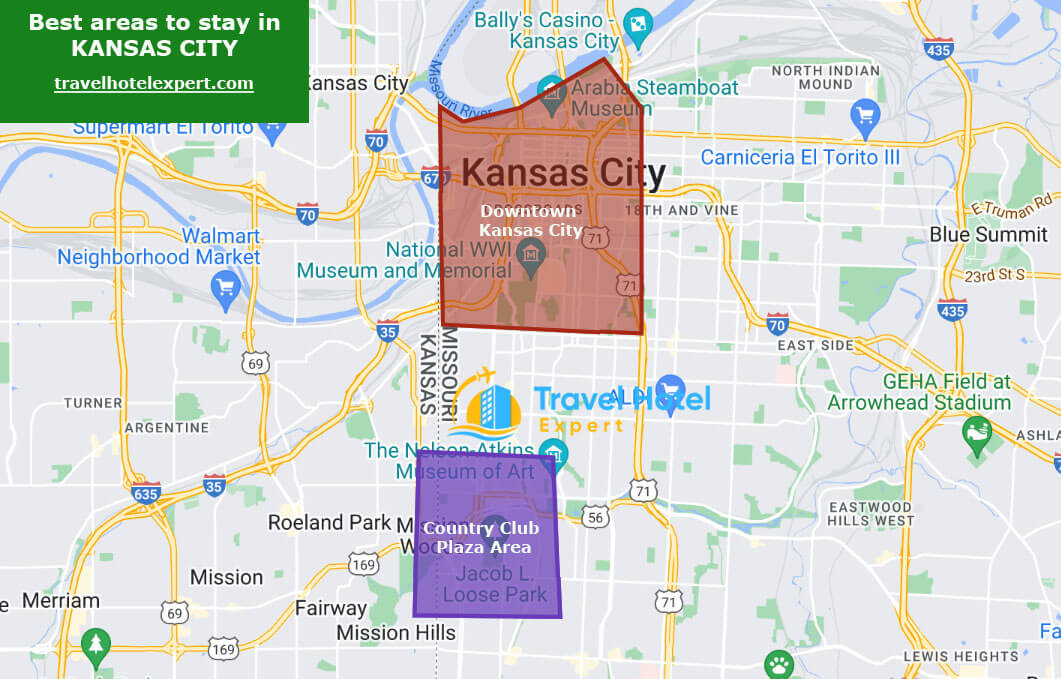 Map of the safe areas to stay in Kansas City first time