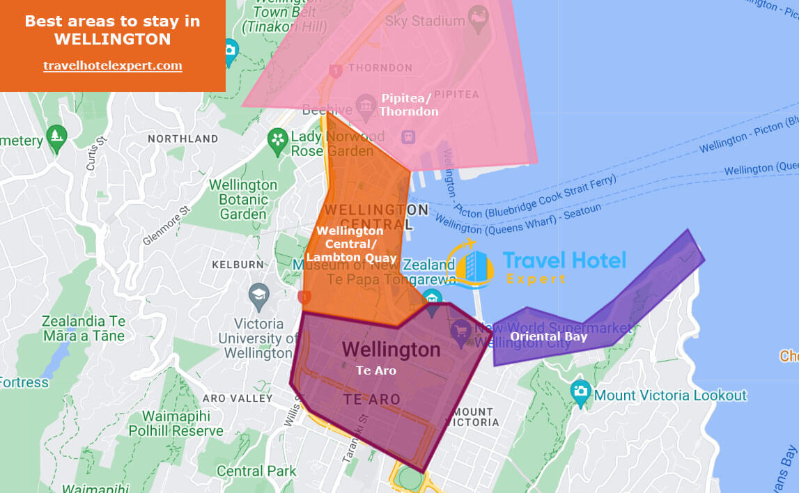 Map of the safe areas to stay in Wellington first time